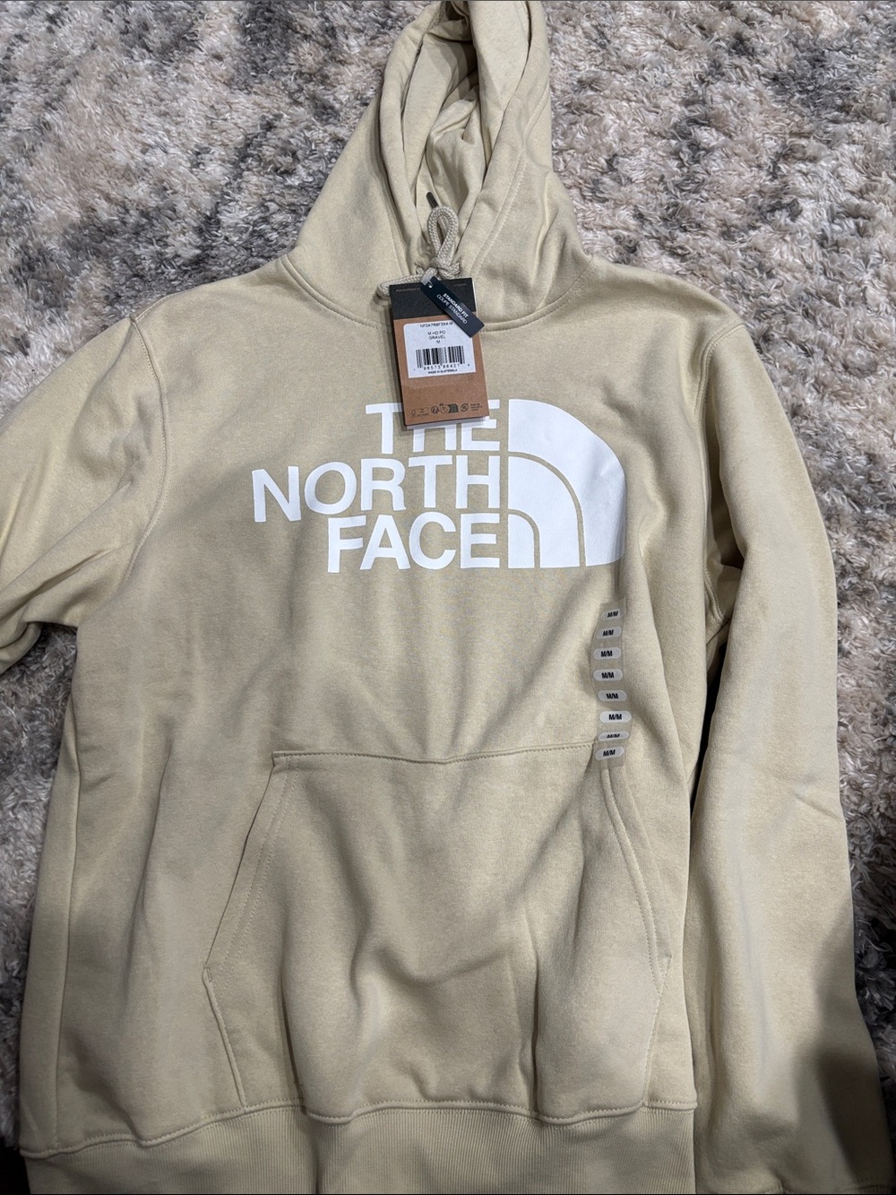 The North Face Pullover Hoodie in Light Beige with White Logo